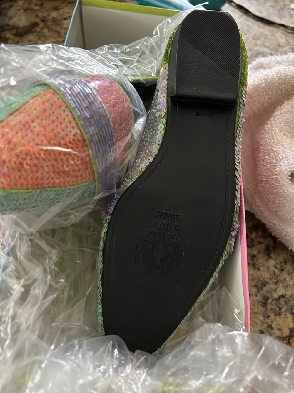 Frankie and Baby Sz 6 Park Ave Multi-Sequin Pastel Loafer NIB - Picture 5 of 6